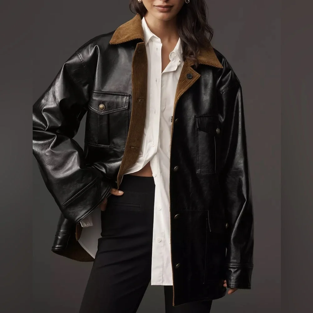 NWOT Maeve Patent Chore Jacket Size Small - Picture 2 of 15